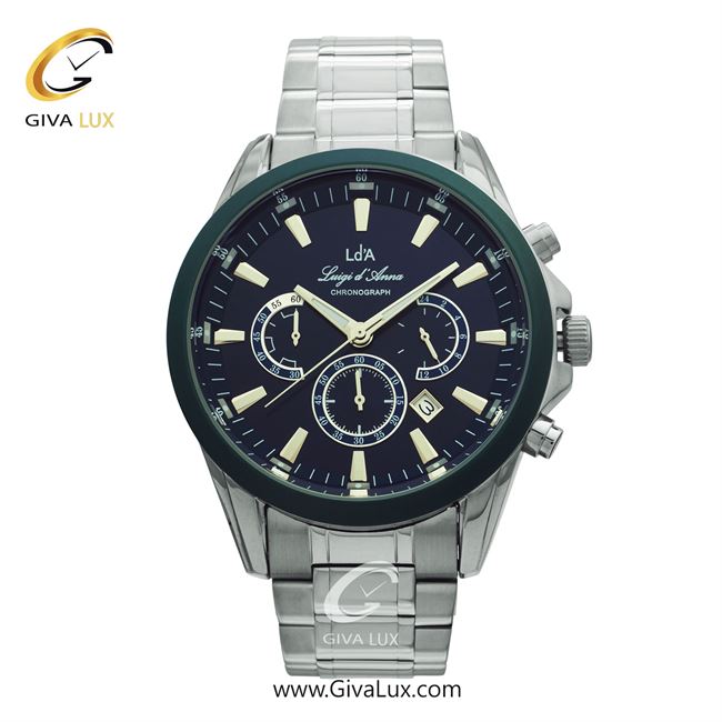 ساعت مچی اورجینال مردانه LdA سه موتوره کرنوگراف نقره ای | نقره ای| سرمه ای| کد رفرنس 2434